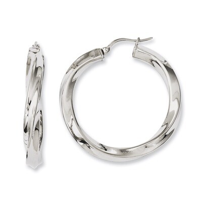 Twisted Polished Hollow Hoop Earrings - Stainless Steel SRE646 by Chisel, MPN: SRE646, 883957019772