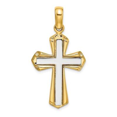 Polished Cross Charm 14k Gold Rhodium K9717, MPN: K9717,