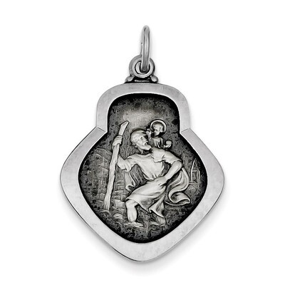 Saint Christopher Medal Antiqued Sterling Silver QC5600, MPN: QC5600, 886774582900
