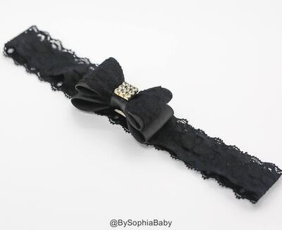 Baby Headband Black Baby Headband Flower Girl Headband Black Bow Headband Black Baby Bow Lace Head …