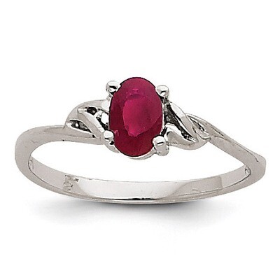 Ruby Birthstone Ring 14k White Gold XBR148, MPN: XBR148, 883957373720