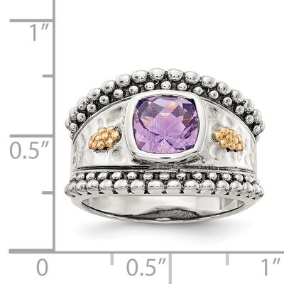 Amethyst Ring Sterling Silver &amp; 14k Gold QTC716, MPN: QTC716, 883957466880