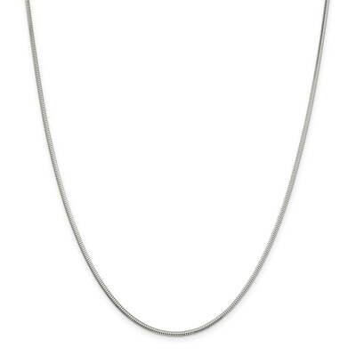 2mm Diamond-Cut Snake Chain 26 Inch Sterling Silver QFS3-26, MPN: QFS3-26,