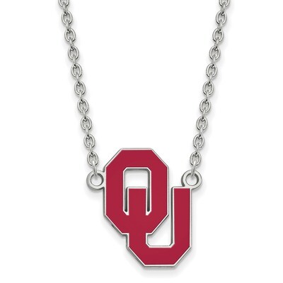 Oklahoma Large Enamel Pendant with Necklace Sterling Silver SS017UOK-18, MPN: SS017UOK-18, 88677495…