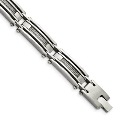 Wire Brushed &amp; Polished 9 Inch Bracelet Stainless Steel SRB430-9 by Chisel, MPN: SRB430-9, 88677403…