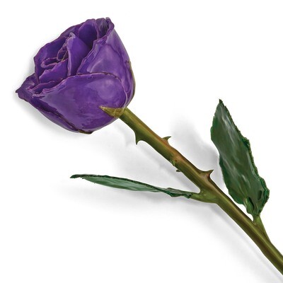 Lacquer Dipped Natural Lilac Rose with Green Leaves &amp; Stem GM13069, MPN: GM13069, 812465020550