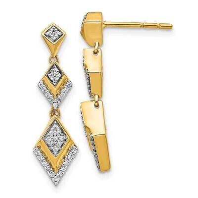 Fancy Post Dangle Earrings 14k Gold Diamond EM3905-025-YA, MPN: EM3905-025-YA, 883957258669