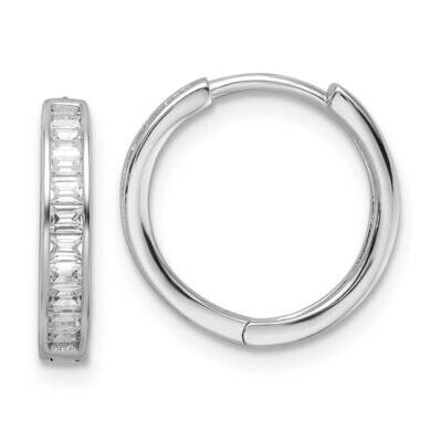 Rhodium-Plated CZ Diamond Hinged Hoop Earrings Sterling Silver Polished QE16295, MPN: QE16295, 1969…