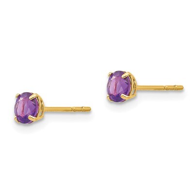 Round Amethyst 4mm Post Earrings - 14k Gold SE2277 by Madi K, MPN: SE2277, 886774997827