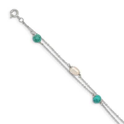 Turquoise &amp; FCP with 1 inch extender Bracelet Sterling Silver QG5017-7, MPN: QG5017-7, 886774015613