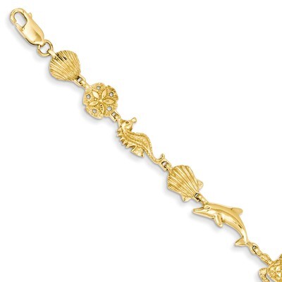 Sea Life Bracelet 7 Inch 14k Gold FB1281-7, MPN: FB1281-7, 886774989228
