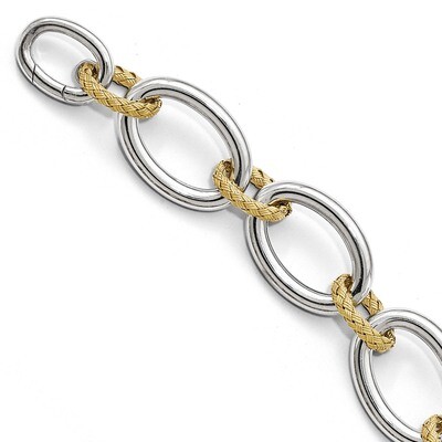 Leslie&#39;s Polished Textured Bracelet - Hidden Clasp 8 Inch Sterling Silver Gold-plated HB-QLF608-8, …