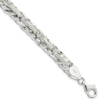 Textured Oval Link 7 Inch Bracelet Sterling Silver Polished QG5858-7, MPN: QG5858-7,