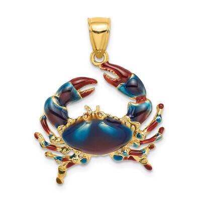 Blue Enamel Stone Crab Charm 14k Gold 2-D K7079, MPN: K7079, 637218172498