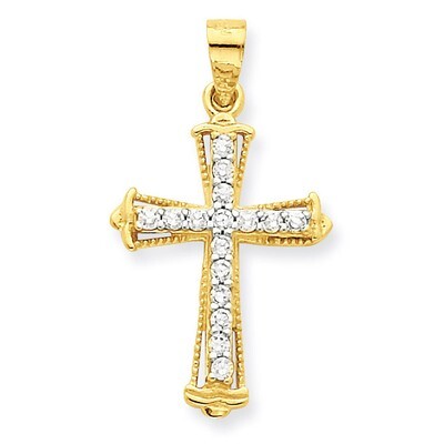 Cross Pendant 10k Gold Synthetic Diamond 10C1141, MPN: 10C1141, 886774020044