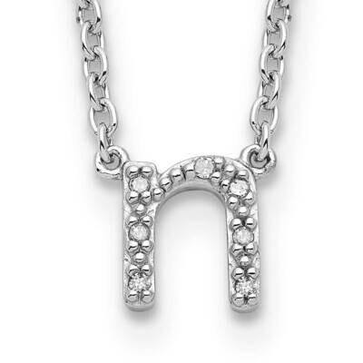 Sterling Silver Polished Diamond Initial n with 2 in ext Necklace PXD2711/N-SSS45