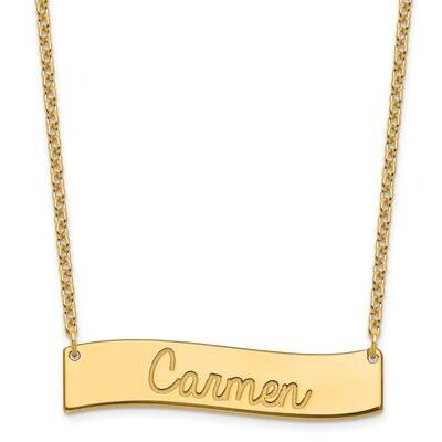 Medium Polished Curved Bar Necklace Sterling Silver Gold-plated XNA1254GP, MPN: XNA1254GP,