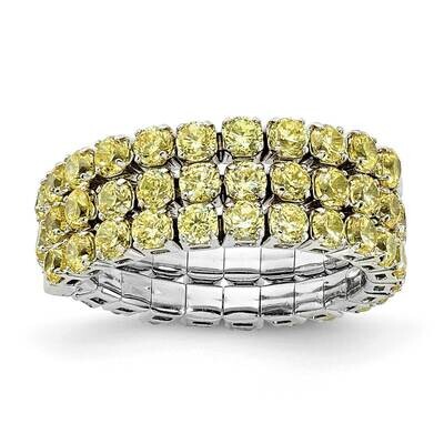 Sterling Silver Rhodium Plated November Yellow CZ Adjustable Ring QR7185NOV