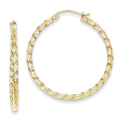 Twisted Diamond Cut 35mm Hoop Earrings 10k Gold 10TC373, MPN: 10TC373, 883957500454