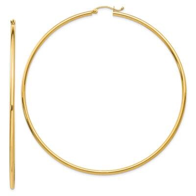 14K Polished 2X75mm Lightweight Round Tube Hoop Earrings 14k Gold Polished TF578, MPN: TF578, 19110…