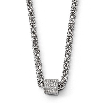 Polished CZ Necklace Sterling Silver QLF643-18