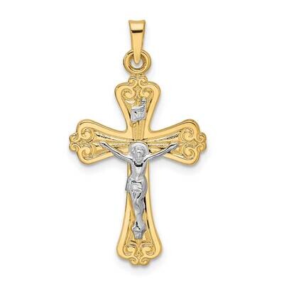 Solid Inri Crucifix Pendant 14k Two-Tone Gold Polished XR1867, MPN: XR1867, 883957436463