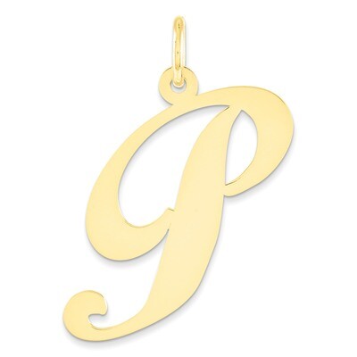 Initial P Charm 14k Gold Large Fancy Script YC654P, MPN: YC654P, 886774137049