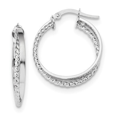 Polished &amp; Textured Hinged Hoop Earrings 14k white Gold TF1101W, MPN: TF1101W, 191101143137