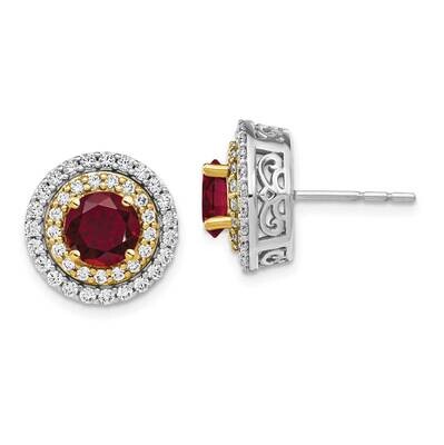 Created Ruby Earrings 14k Two-tone Gold Lab Grown Diamond EM7503-CRU-110-WYLG, MPN: EM7503-CRU-110-…