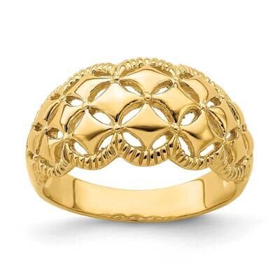 Diamond Pattern with Scallop Edge Cut-Out Ring 14k Gold R724, MPN: R724, 196904050743