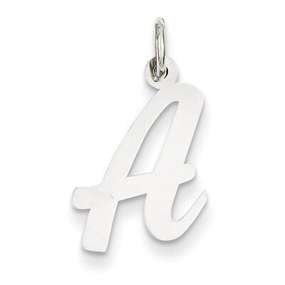 Medium Script Initial A Charm 14k White Gold YC661A, MPN: YC661A, 191101635014