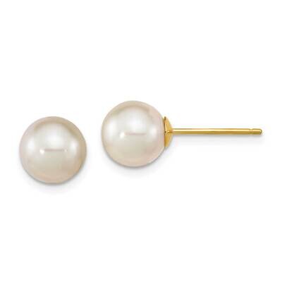 8-9mm Round White Saltwater South Sea Pearl Earrings 14k Gold XF756E, MPN: XF756E, 191101800474