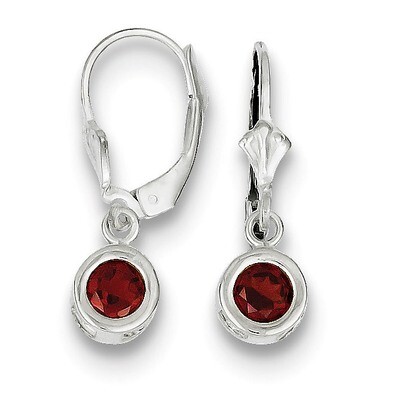 5mm Round Garnet Leverback Earrings Sterling Silver QE2040GA, MPN: QE2040GA, 883957225128