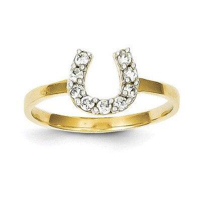 Horse Shoe Ring 10k Gold Synthetic Diamond 10C1249, MPN: 10C1249, 886774021126