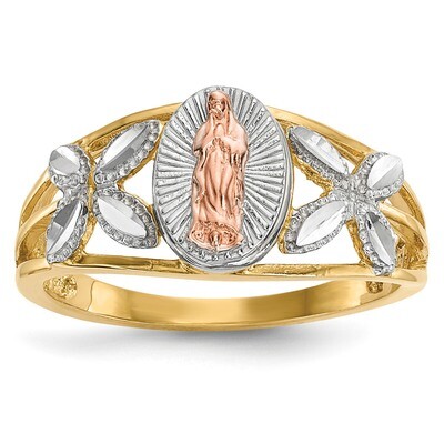 White Rhodium Polished Our Lady of Guadalupe Ring 14k Two-Tone Gold R577, MPN: R577, 883957598635