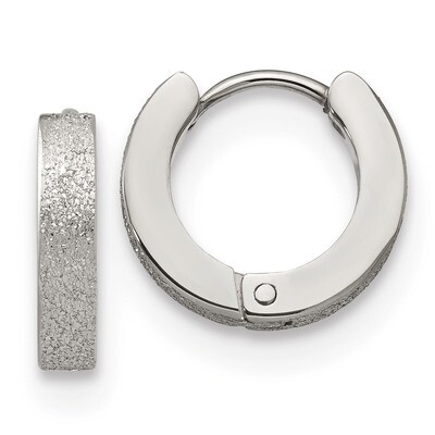 Sand Blasted 3.0mm Hinged Hoop Earrings Stainless Steel Polished SRE1229 by Chisel, MPN: SRE1229, 1…
