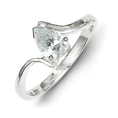 Pear Shaped Diamond Ring Sterling Silver QR4226, MPN: QR4226, 883957527178