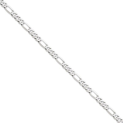 6.0mm Flat Figaro Chain 9 Inch 14k White Gold WFIG160-9, MPN: WFIG160-9, 886774420028