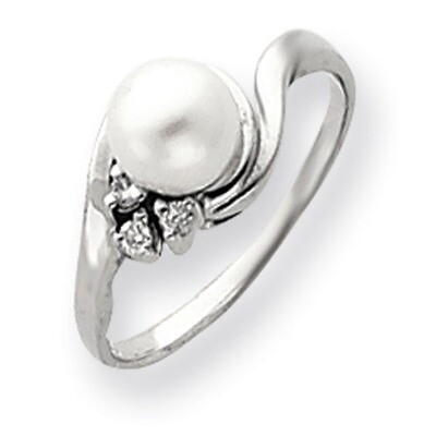 0.05ct. Diamond &amp; 6mm Cultured Pearl Ring Mounting 14k White Gold Y4316, MPN: Y4316,