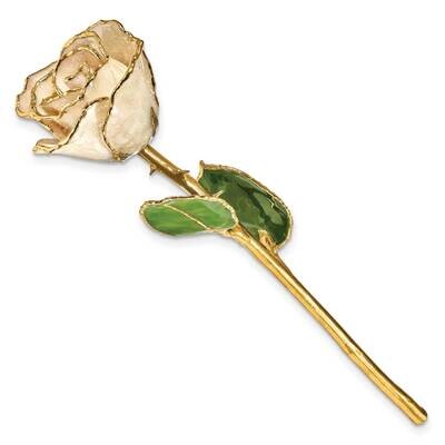 Lacquer Dipped Gold Trim with Glitter On White Rose GM23896, MPN: GM23896, 812465024244