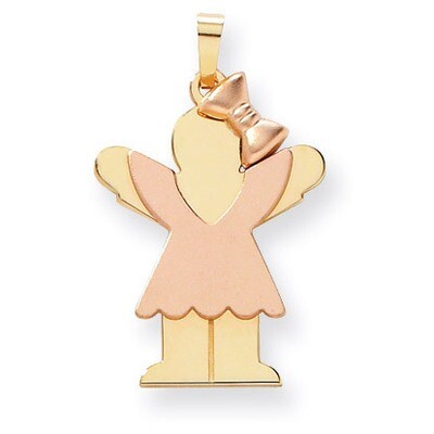 Girl with Bow on Right Engravable Charm 14k Two-tone Gold Large XK414, MPN: XK414, 883957859545