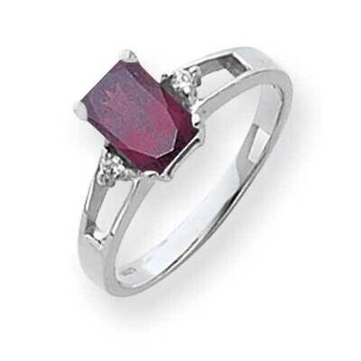 7x5mm Emerald Cut Rhodolite Garnet Diamond Ring 14k White Gold Y4758RG_AA, MPN: Y4758RG_AA, 8839576…