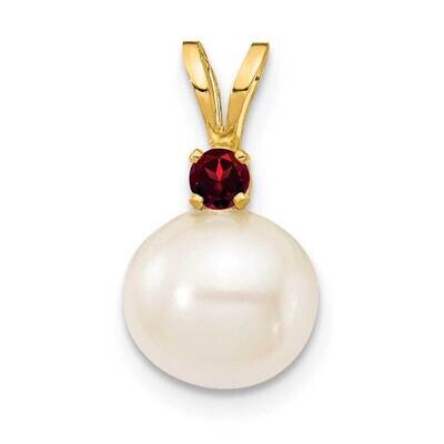 Garnet 8-8.5mm White Round Freshwater Cultured Pearl Pendant 14k Gold XF742_GA, MPN: XF742_GA, 8839…