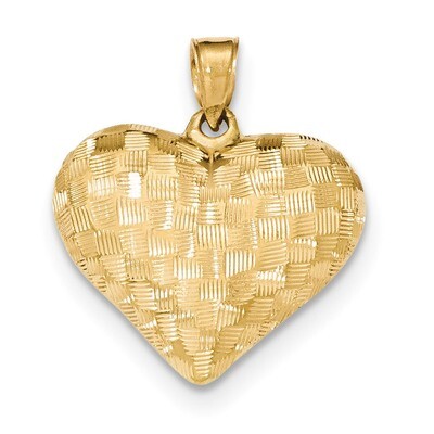 Puff Heart Pendant 14k Gold Textured K5147, MPN: K5147, 886774256665