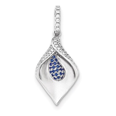 White &amp; Blue CZ Pendant Sterling Silver QP4513