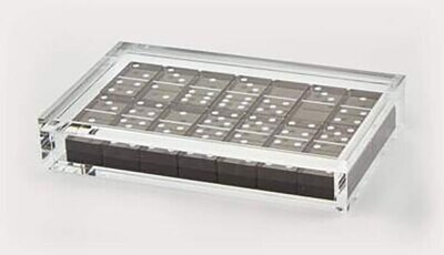 Tizo Design Modern Clear Acrylic and Silver Domino Set HA115SLDM, MPN: HA115SLDM,