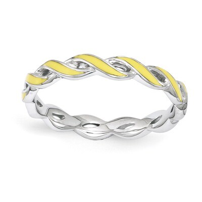 Yellow Enamel Ring - Sterling Silver QSK1510, MPN: QSK1510, 886774206059