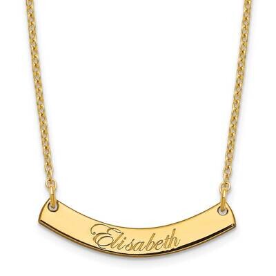 Small Polished Curved Edwardian Script Bar Necklace Gold-plated Sterling Silver XNA1217GP, MPN: XNA…