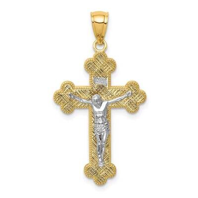 Rhodium INRI Budded Crucifix 14k Two-tone Gold C4705, MPN: C4705, 883957222639