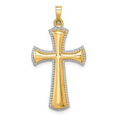 Rhodium-plated Beaded Edge Cross 14k Hollow Polished XR1828, MPN: XR1828, 883957845616